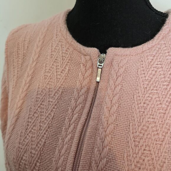 Boyne Valley Weavers Cardigan Wool Sweater Handmade Ireland Medium Full Zip Pink - Picture 2 of 9